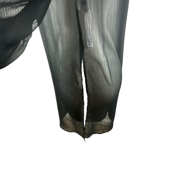 Zara Black Sheer Smocked High Neck Smocked Front Panel Ruched Sleeve Dress - Picture 10 of 14